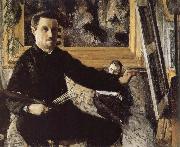 Gustave Caillebotte The self-portrait in front of easel oil painting artist